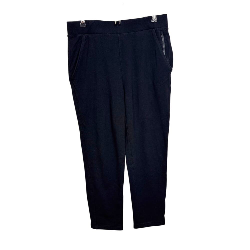 Chico's Zenergy black stretch knit pull on pants with pockets travel Sz 1 US M